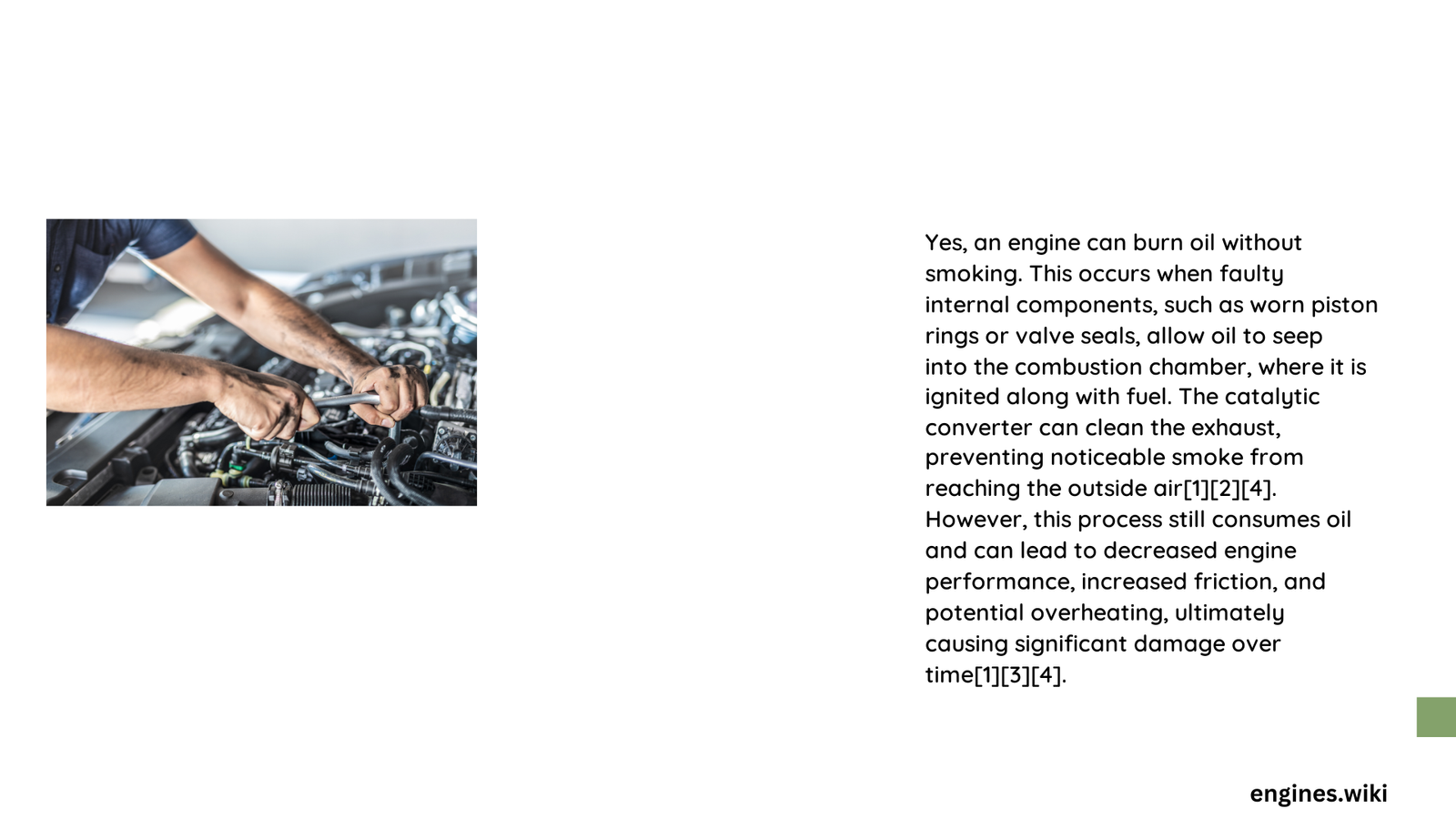 can an engine burn oil without smoking