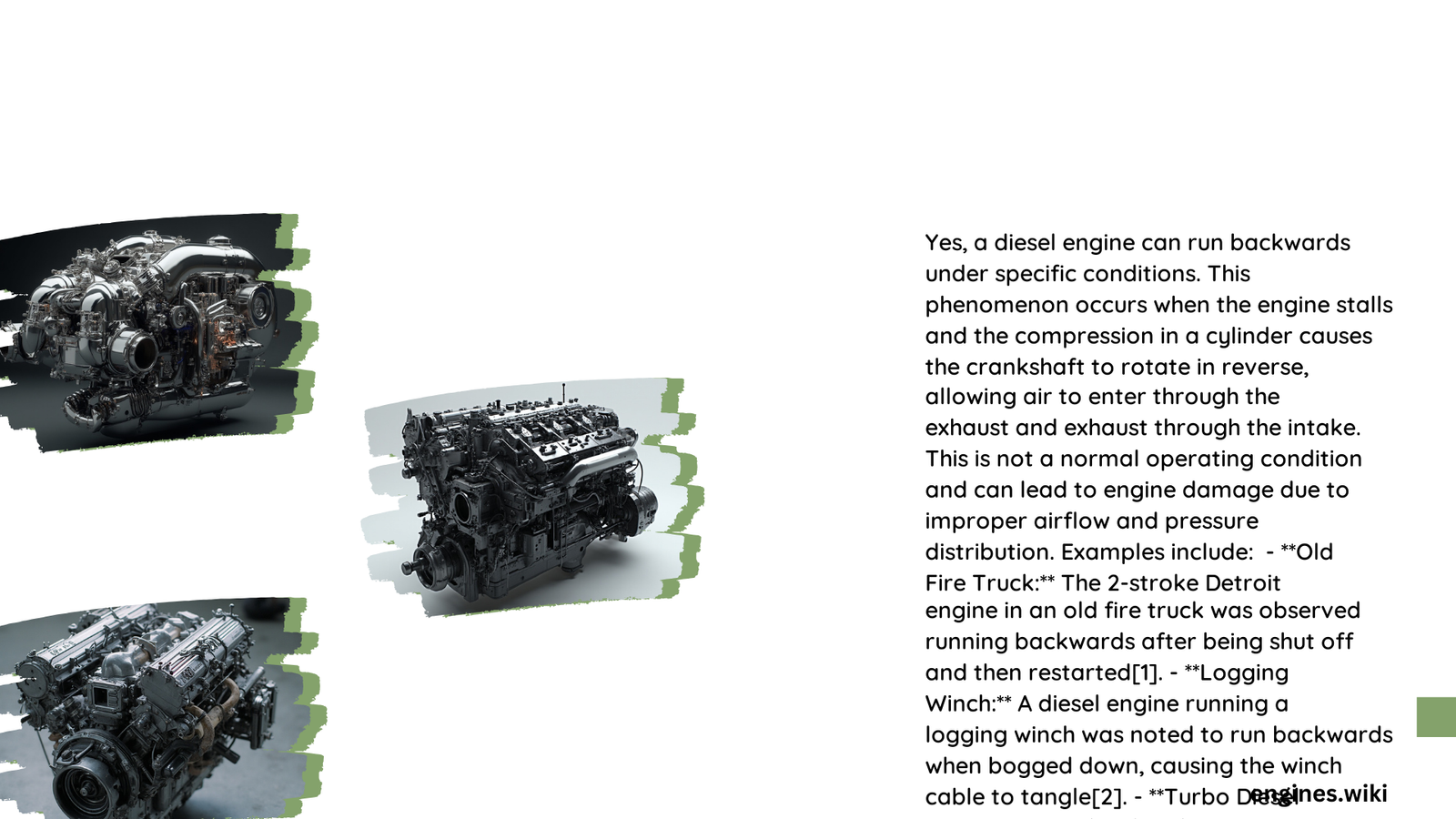 can diesel engine run backwards