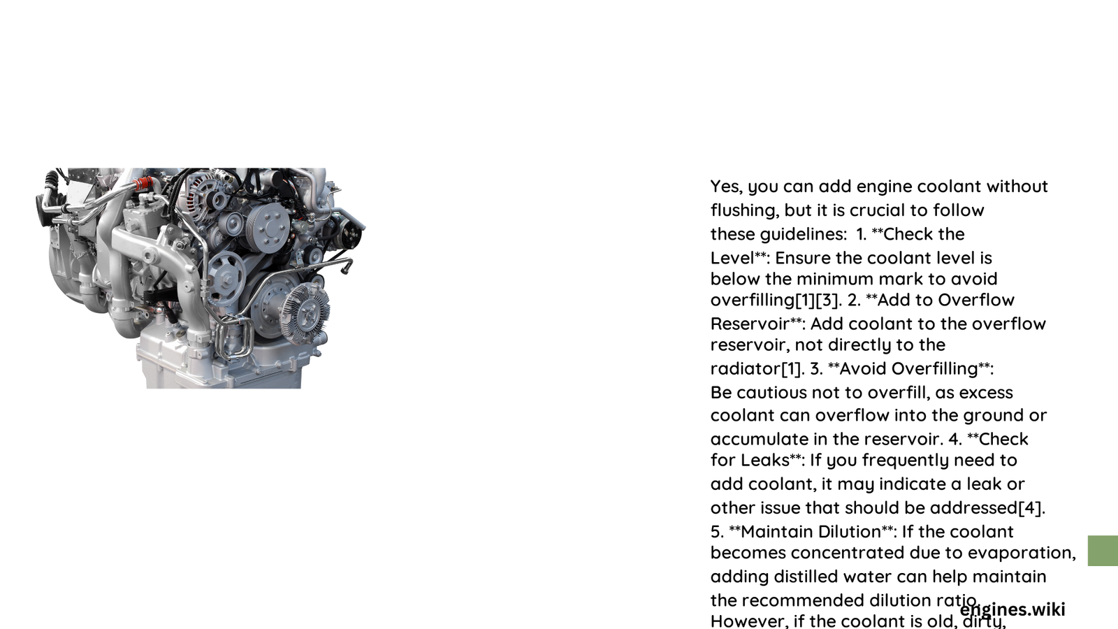 can i add engine coolant without flushing