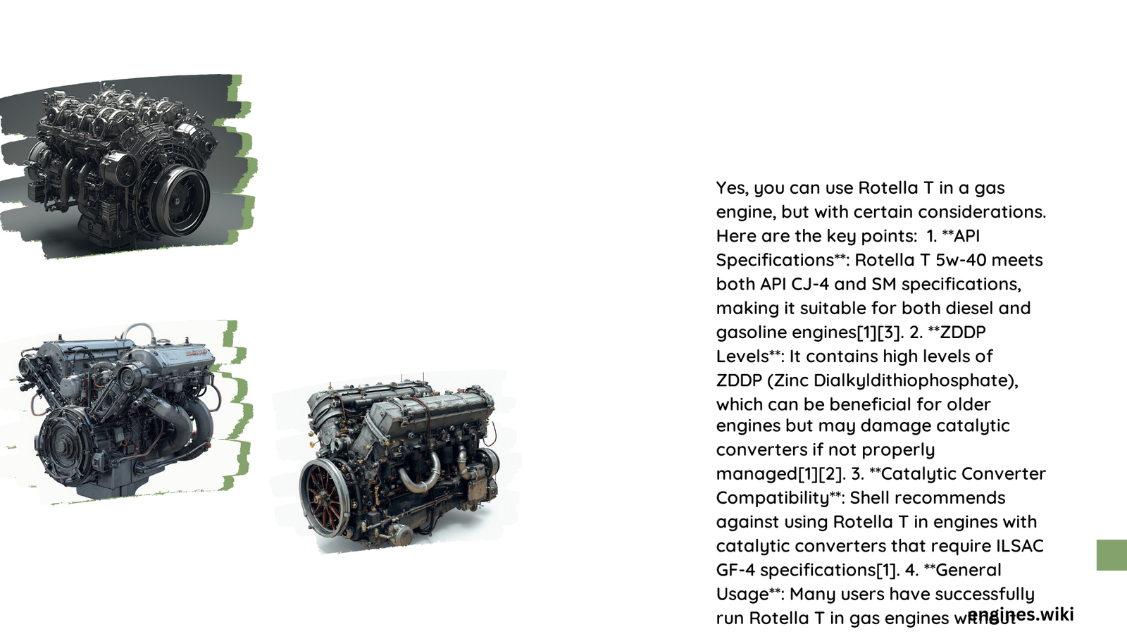 can i use rotella t in gas engine