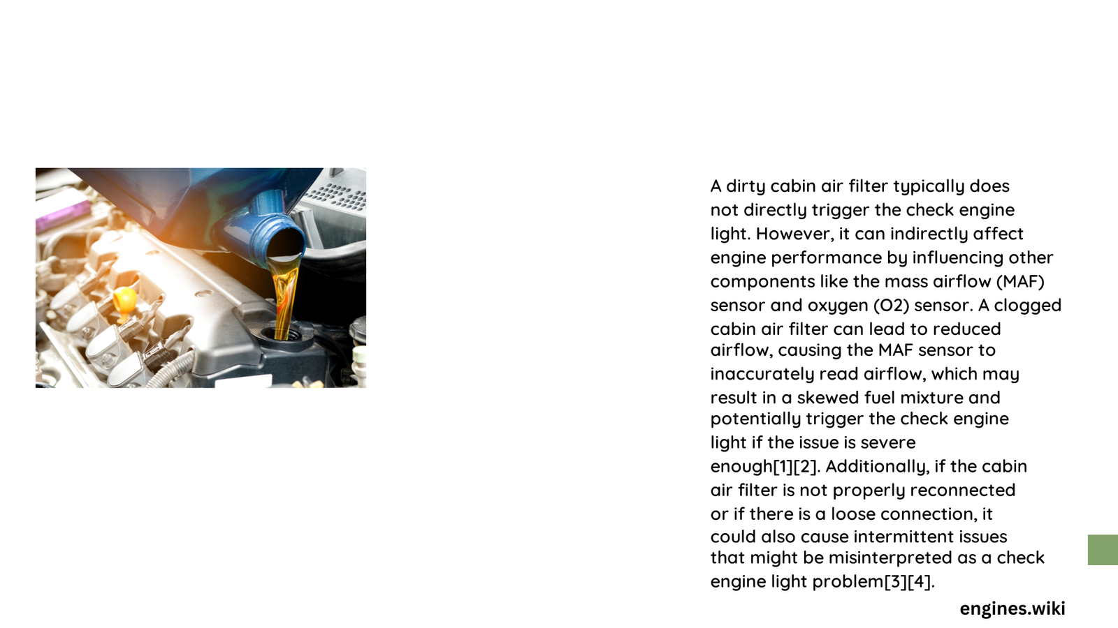 does cabin air filter turn on check engine light