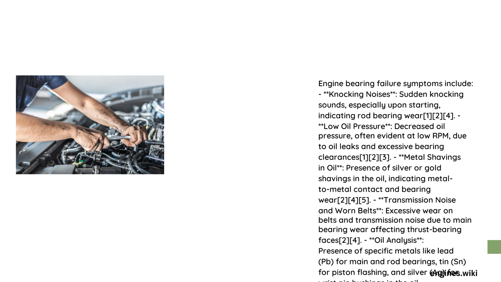 engine bearings symptoms