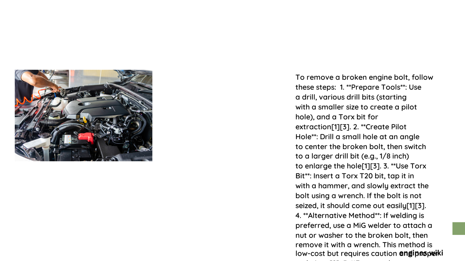 engine bolt removal