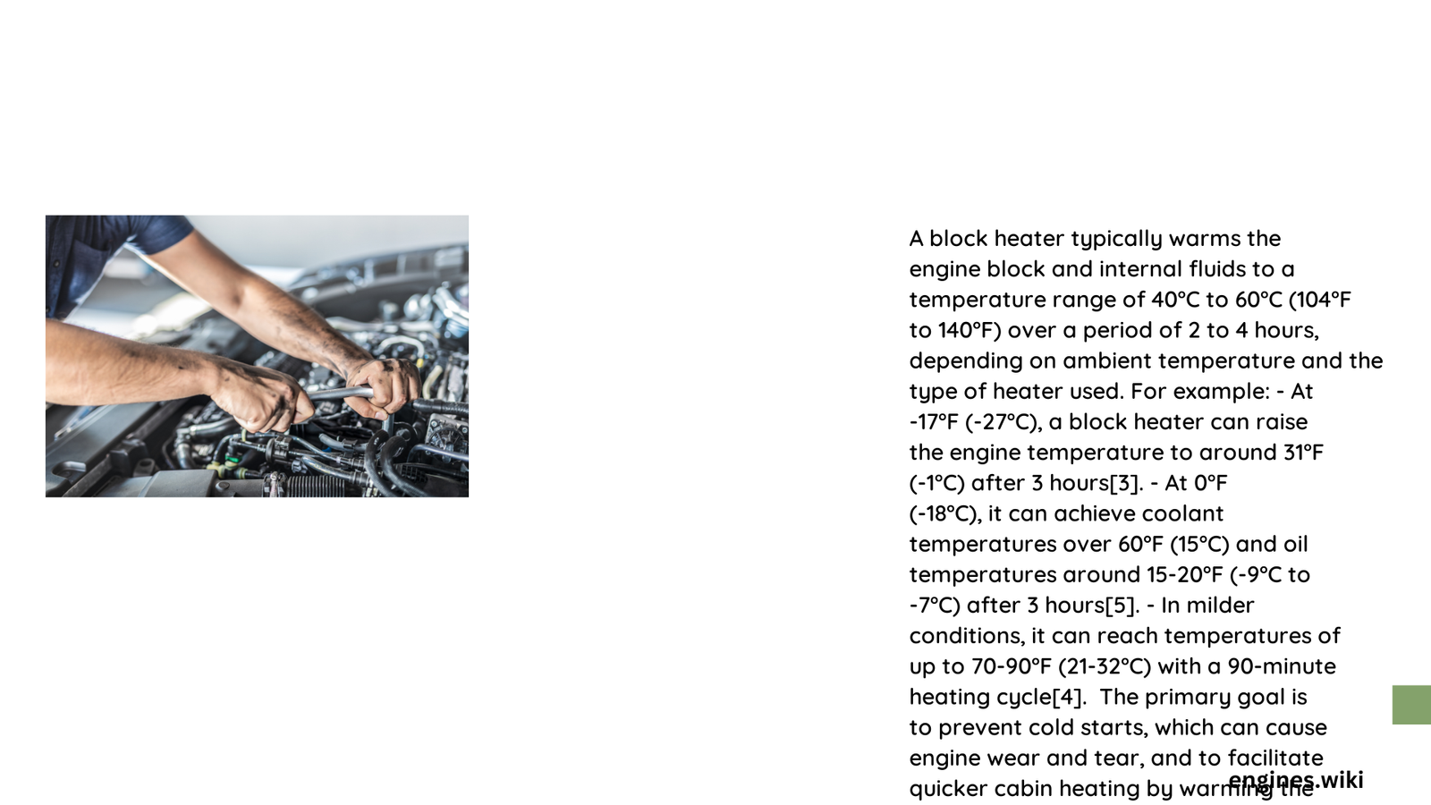 how warm does a block heater keep an engine