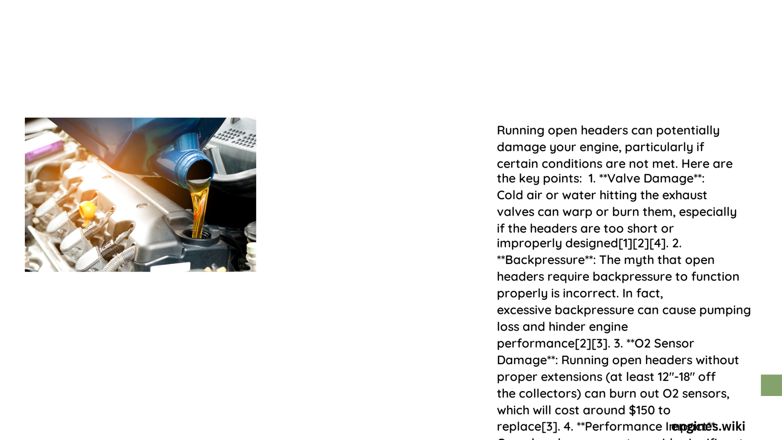 running open headers damage your engine