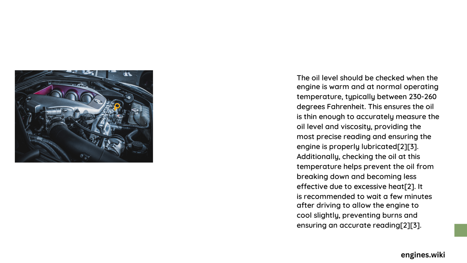the oil level should be checked when the engine is warm and running
