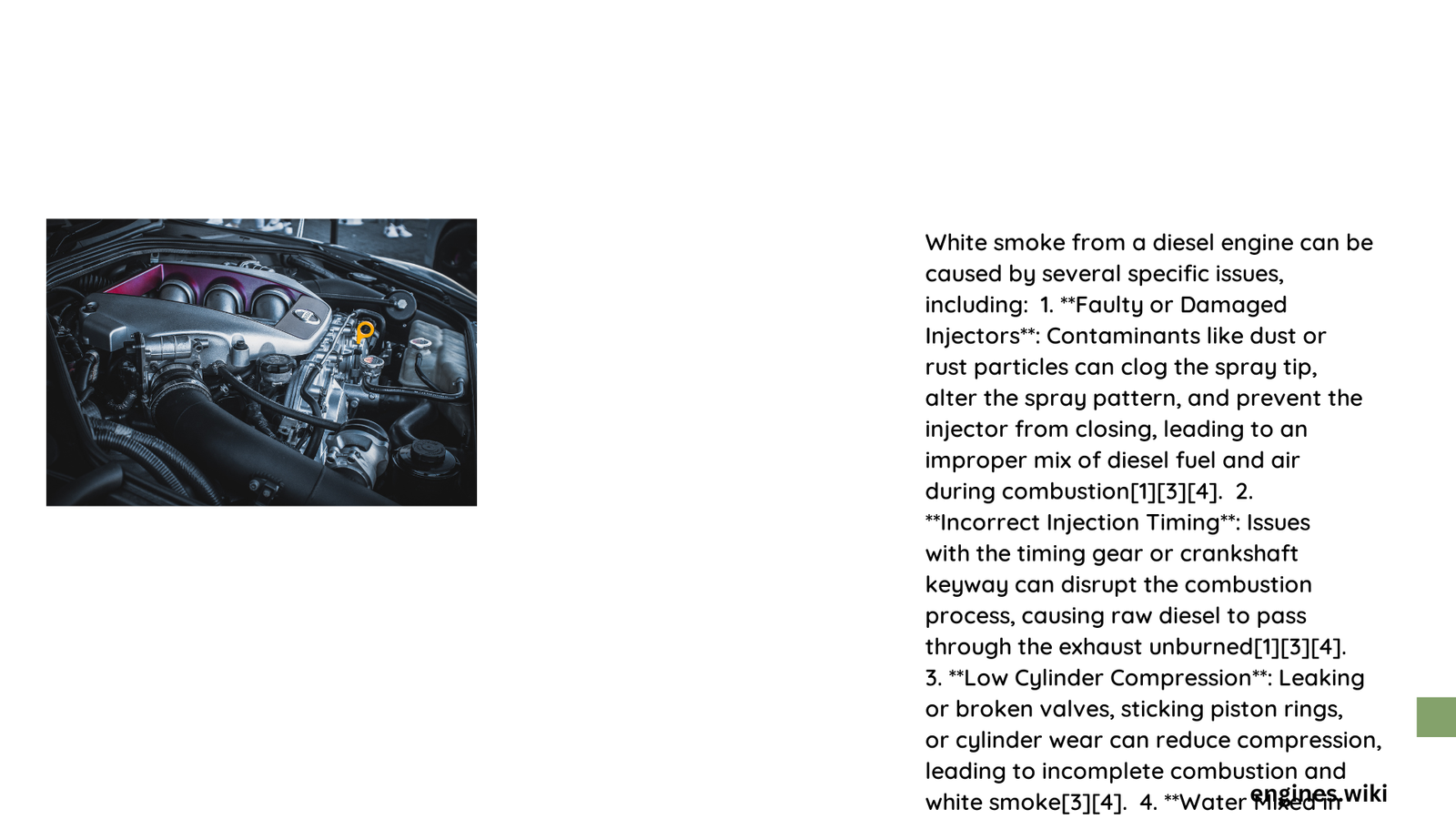 what can cause a diesel engine to smoke white