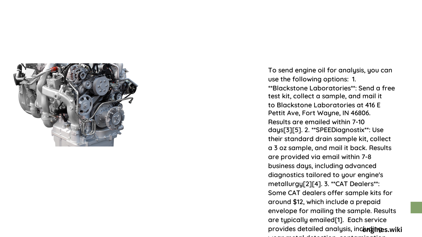where to send engine oil for analysis