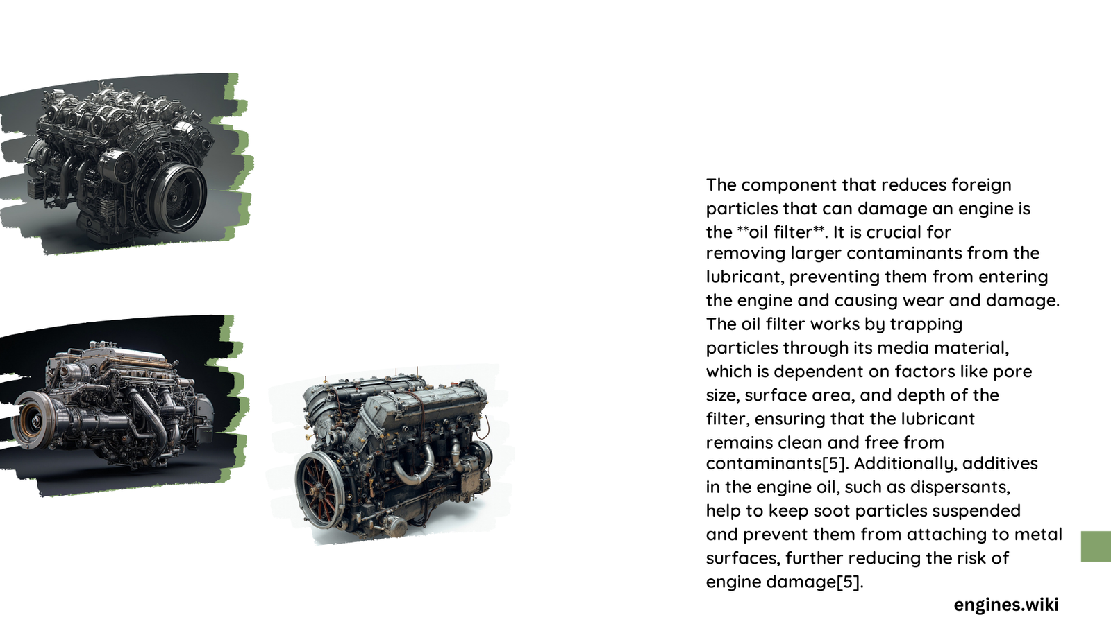 which component reduces foreign particles that can damage an engine