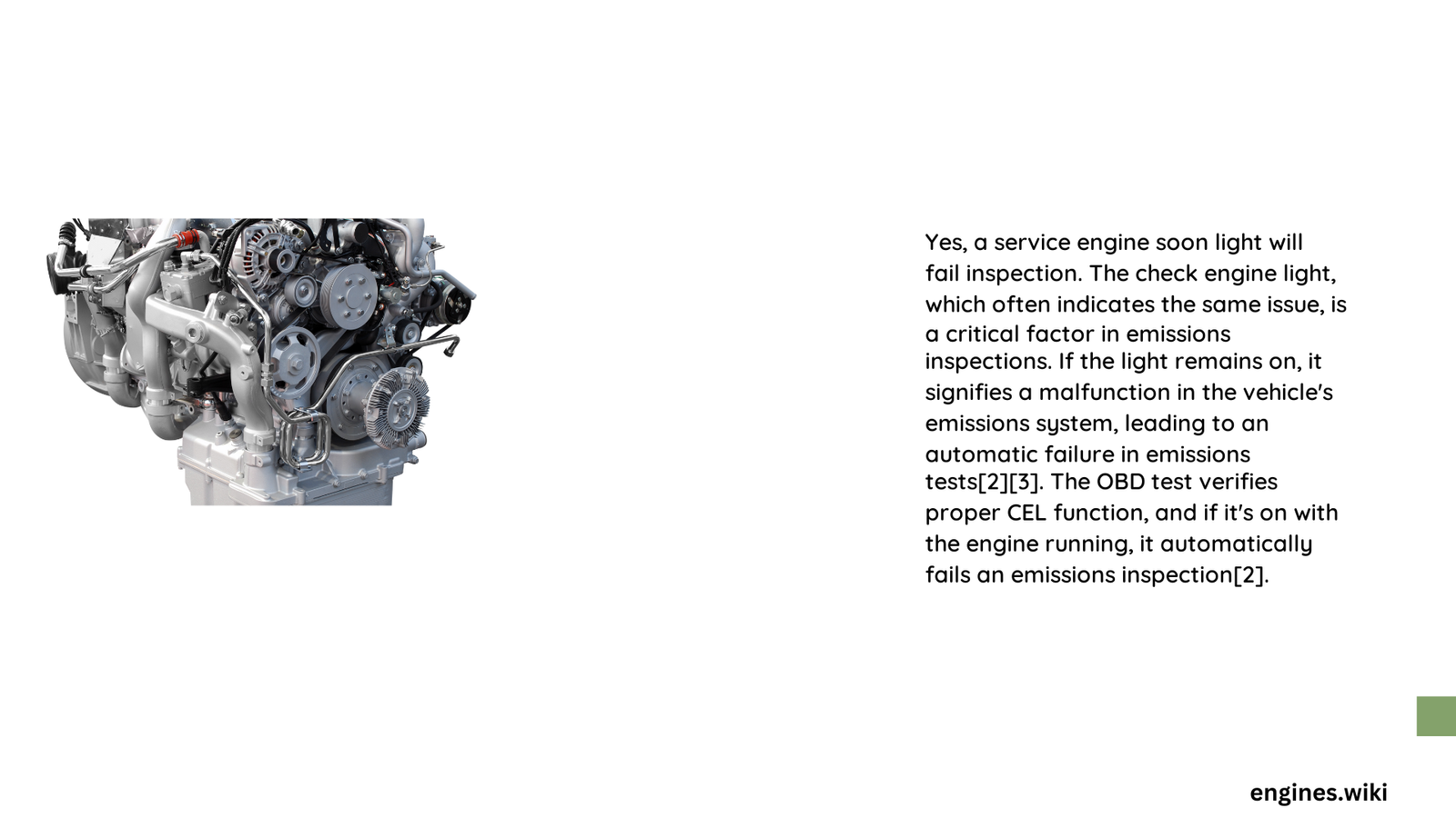 will service engine soon light fail inspection