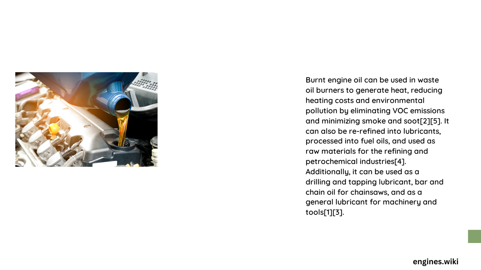 burnt engine oil uses