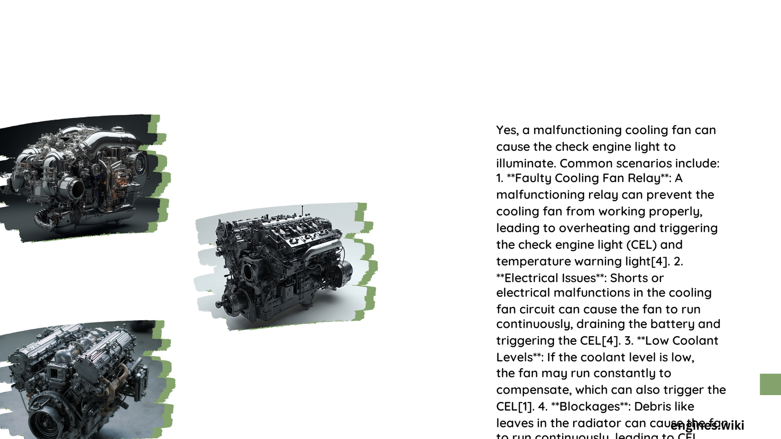 can cooling fan cause check engine light