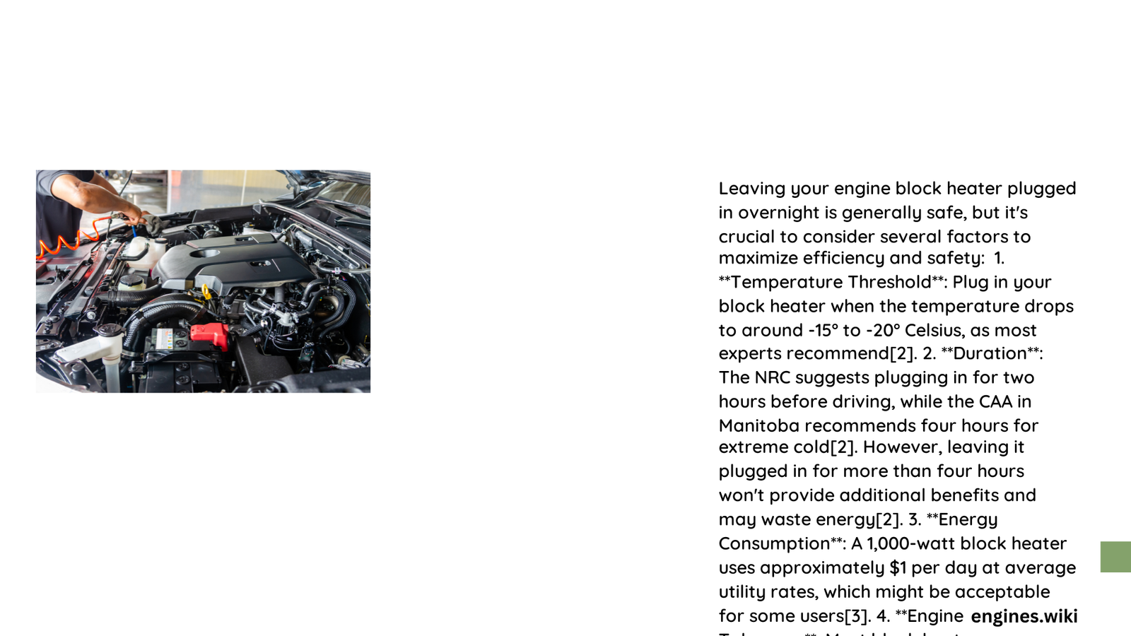 can i leave my engine block heater plugged in overnight