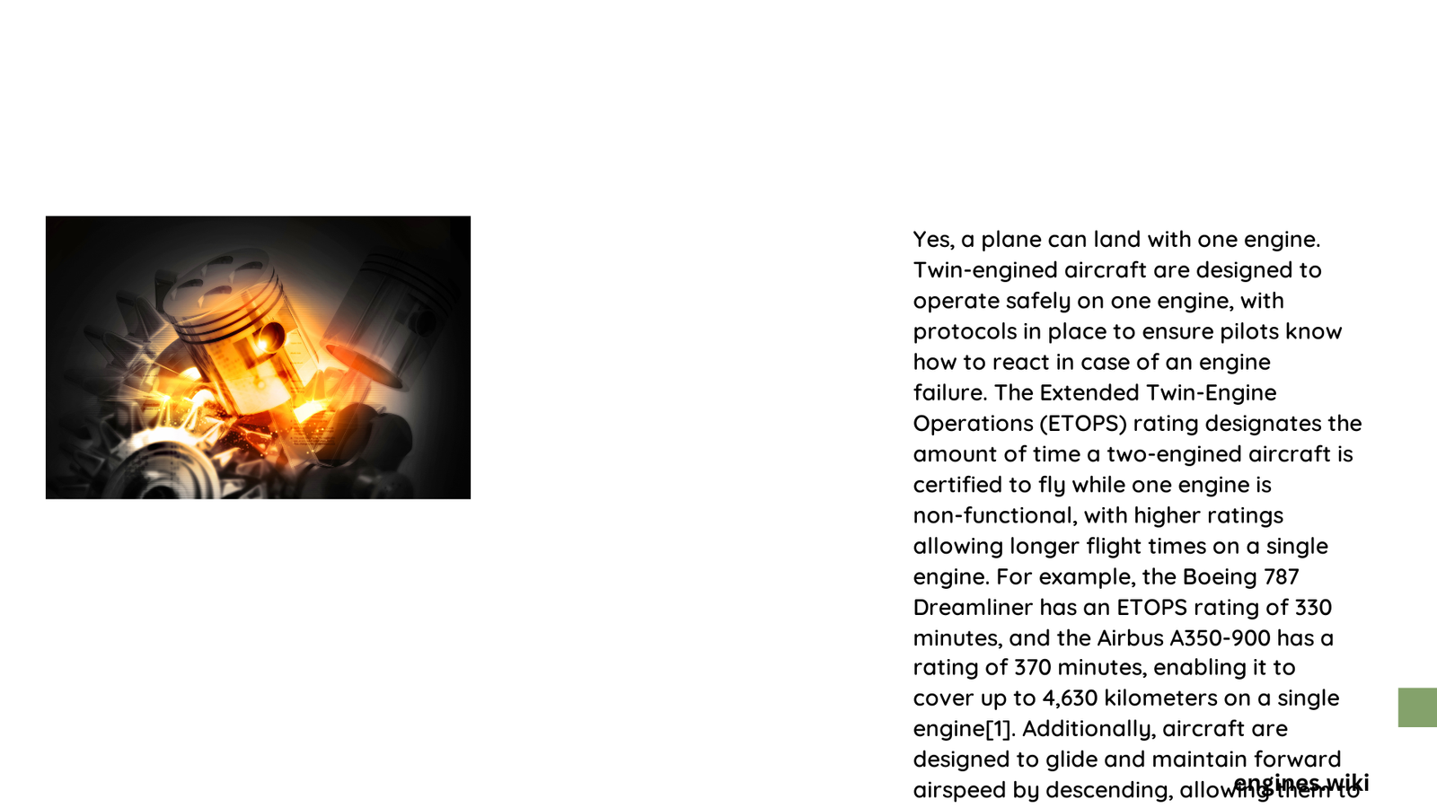 can plane land with one engine