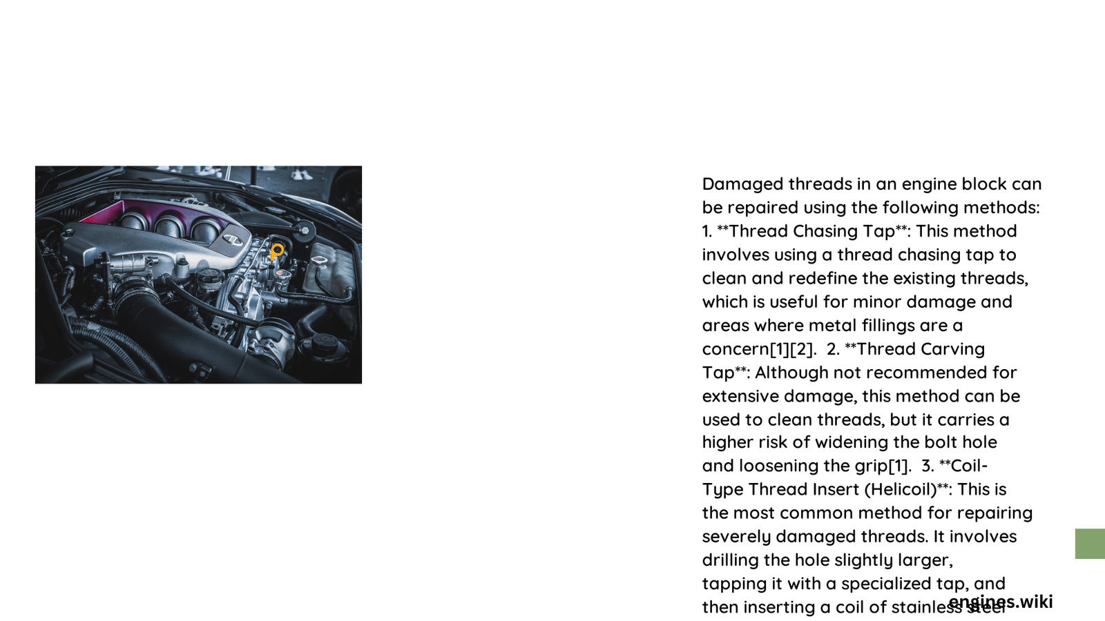 Damaged Threads in an Engine Block Can Be Repaired Using Which of These Methods: A Comprehensive Guide 2 damaged threads in an engine block can be repaired using which of these methods