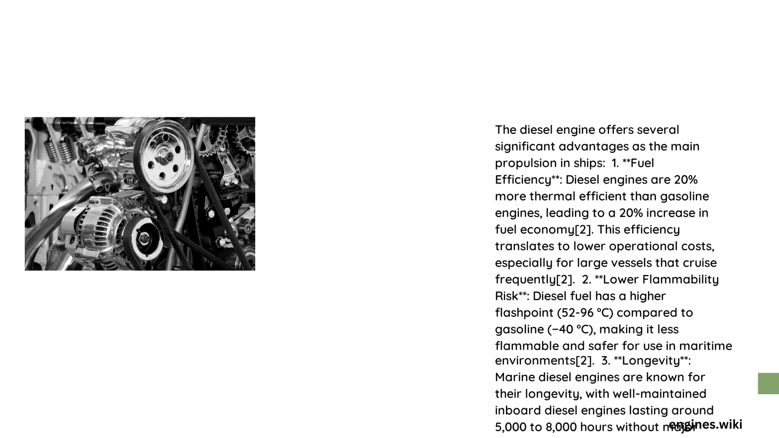 discuss the advantages of diesel engine as main propulsion in ship