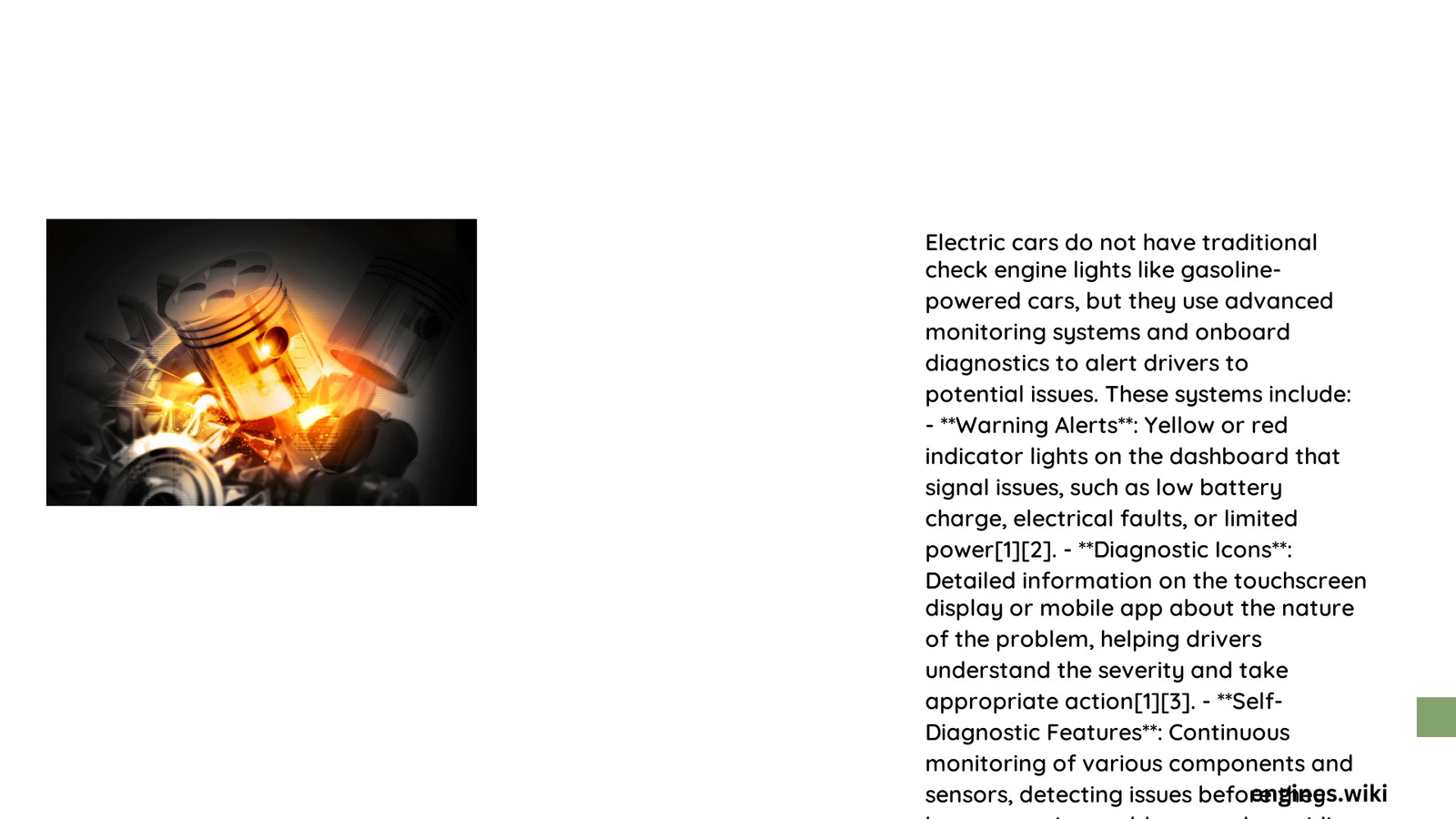 do electric cars have check engine lights
