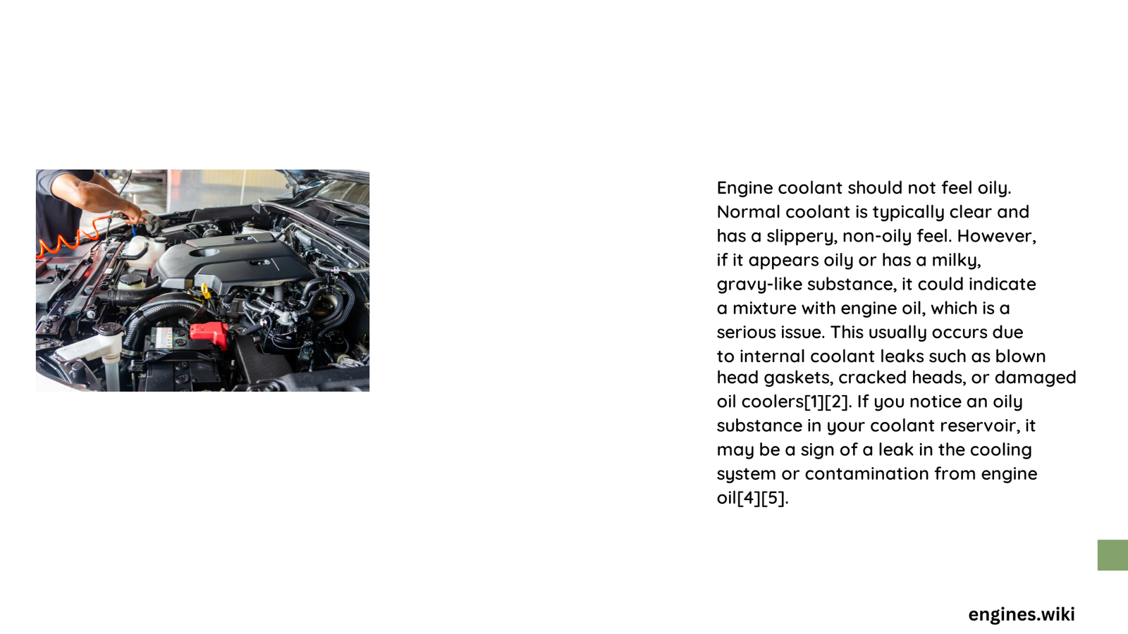 does engine coolant feel oily