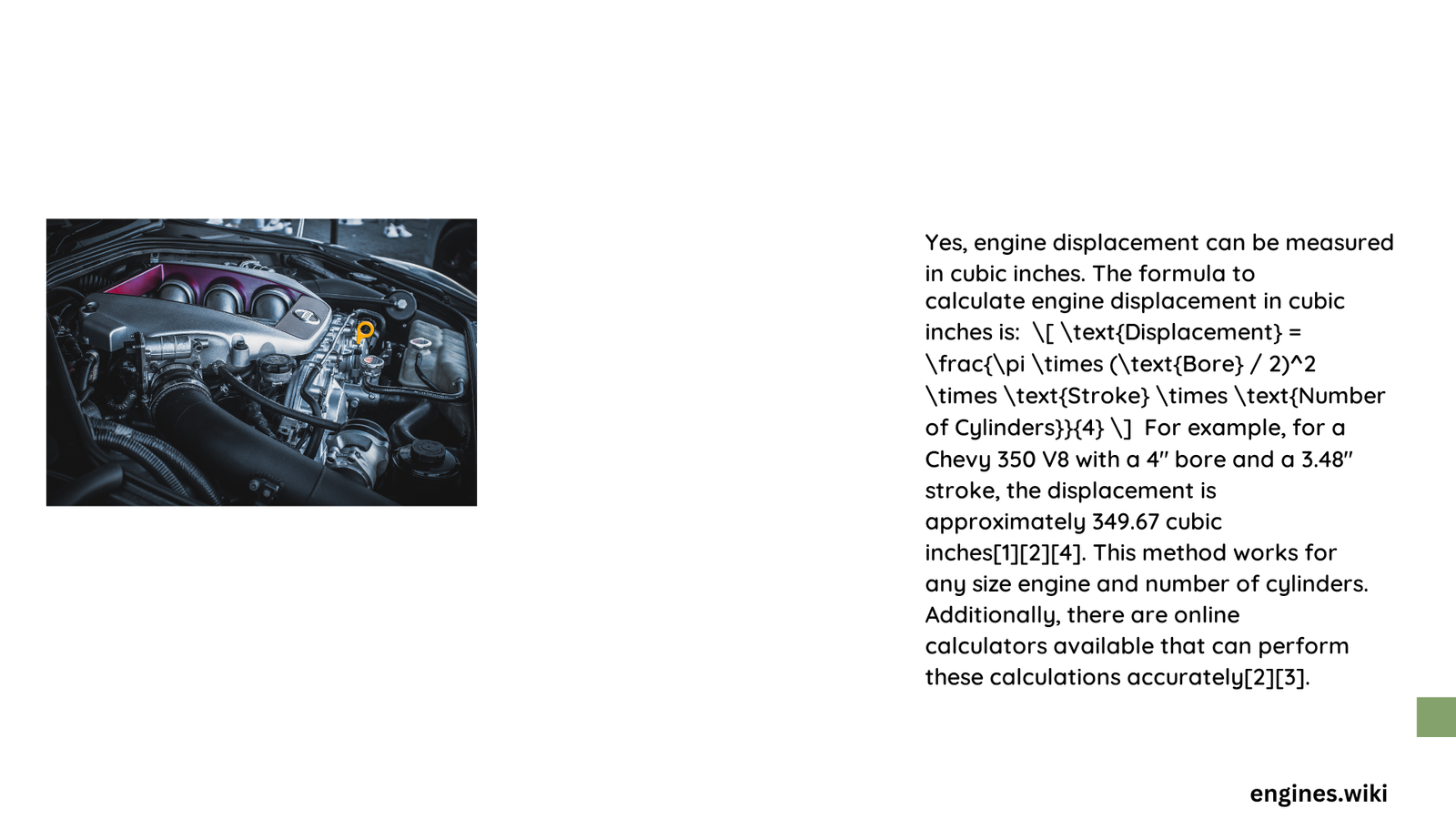 is engine displacement measured in cubic inches