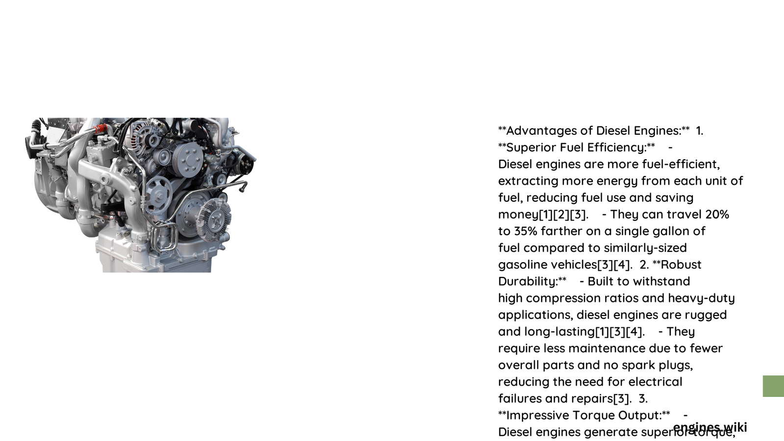 list the advantages of diesel engine