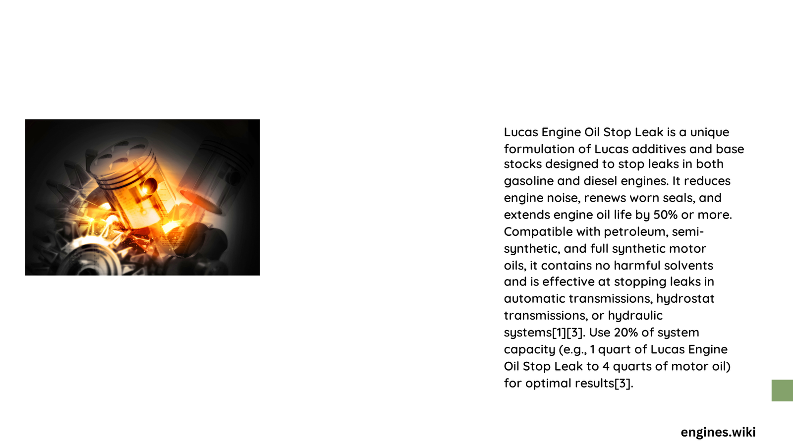 product to stop oil leaks in an engine