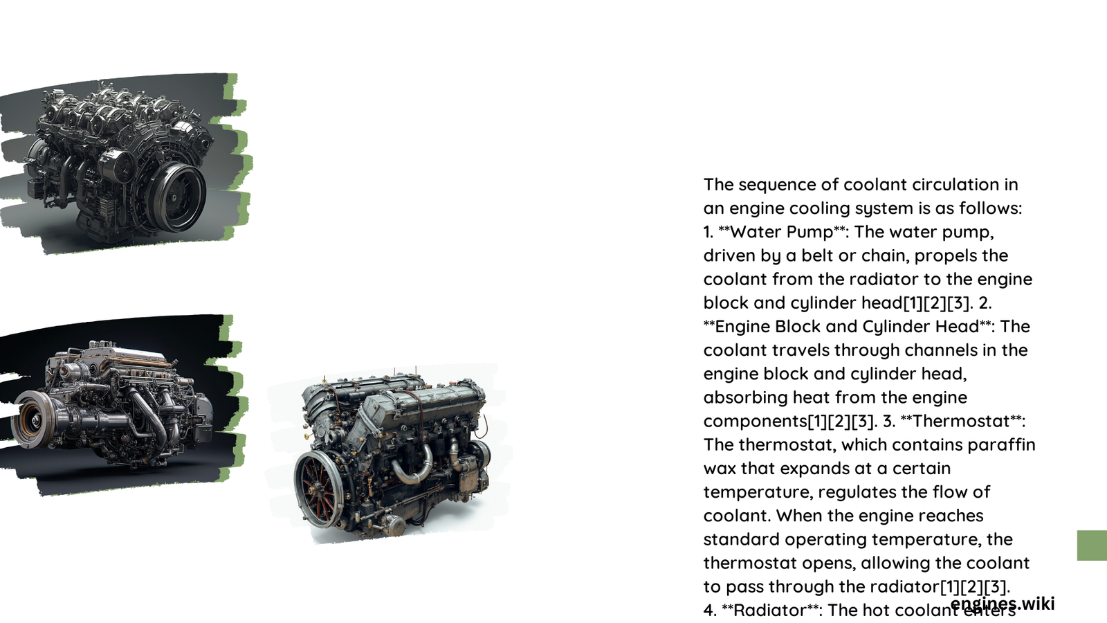 sequence of coolant circulation in engine cooling system is