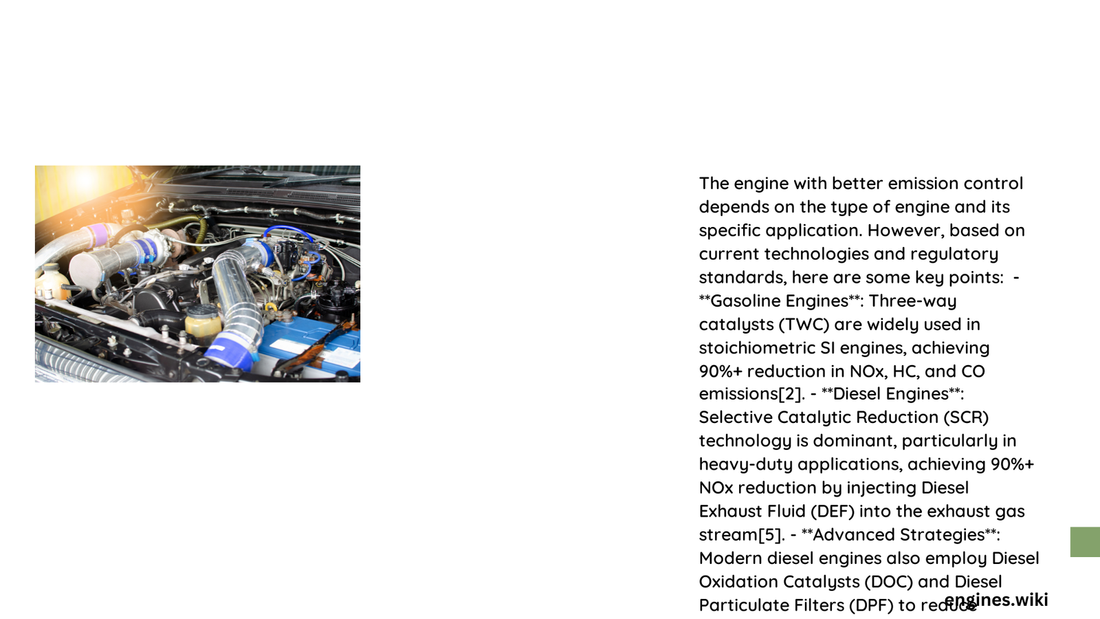 what engine has better emission control