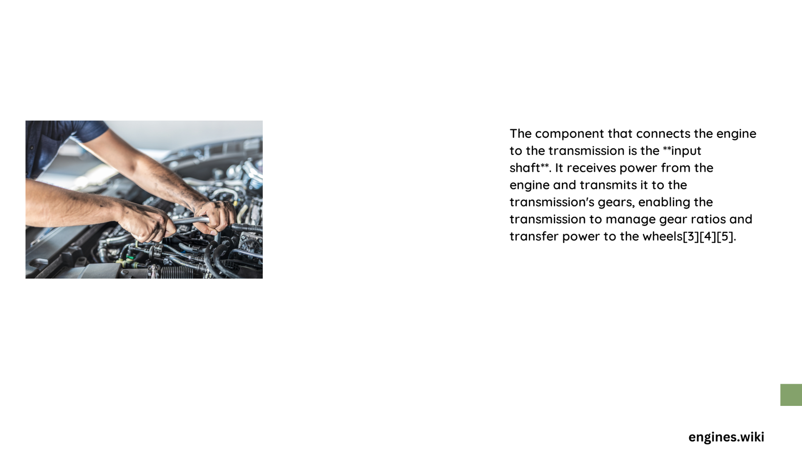 which component connects engine to transmission