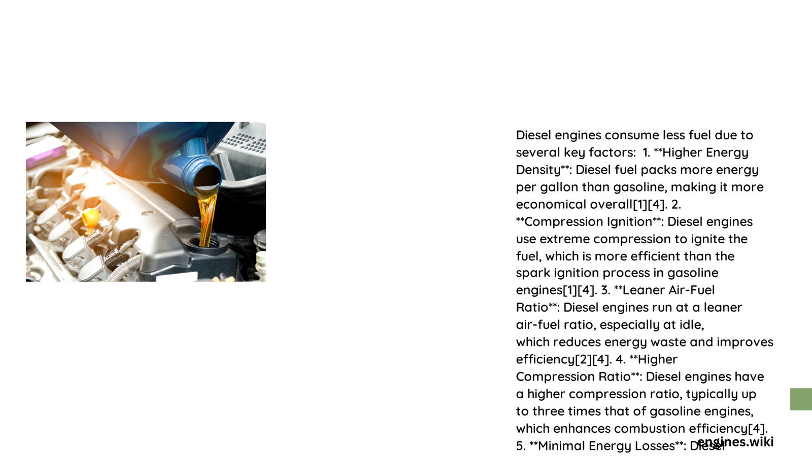 why diesel engine consume less fuel