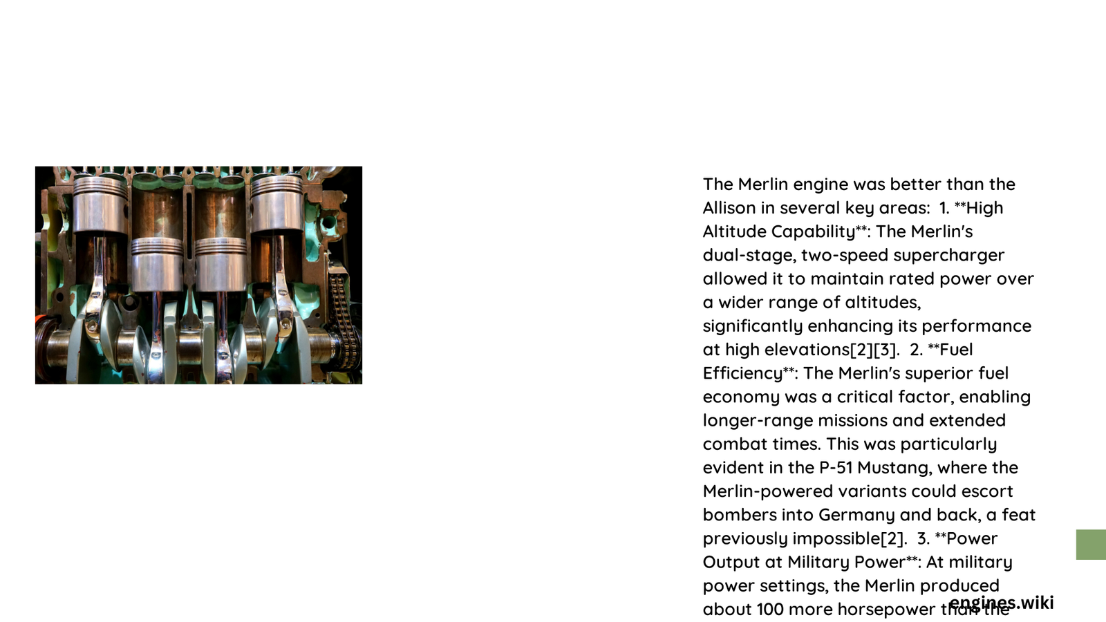 why was the merlin engine better than the allison