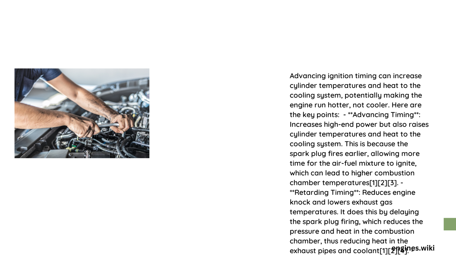 will advancing timing make engine run cooler