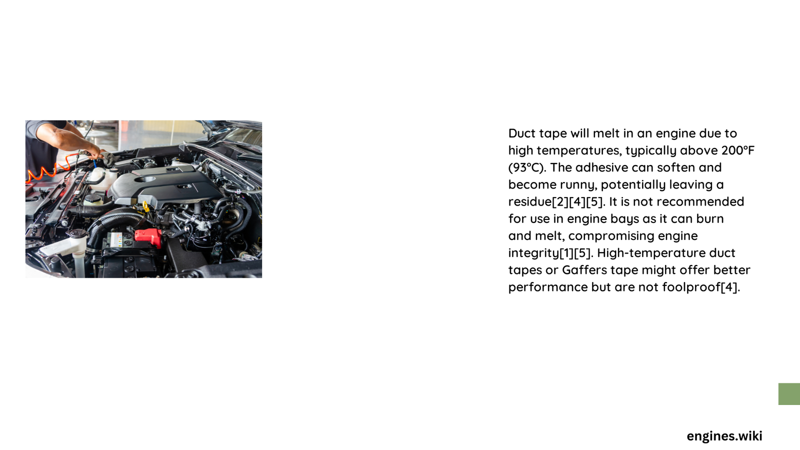 will duct tape melt in an engine